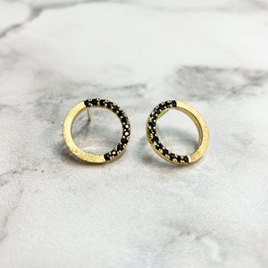 18ct Yellow Gold and Black Sapphire Earrings