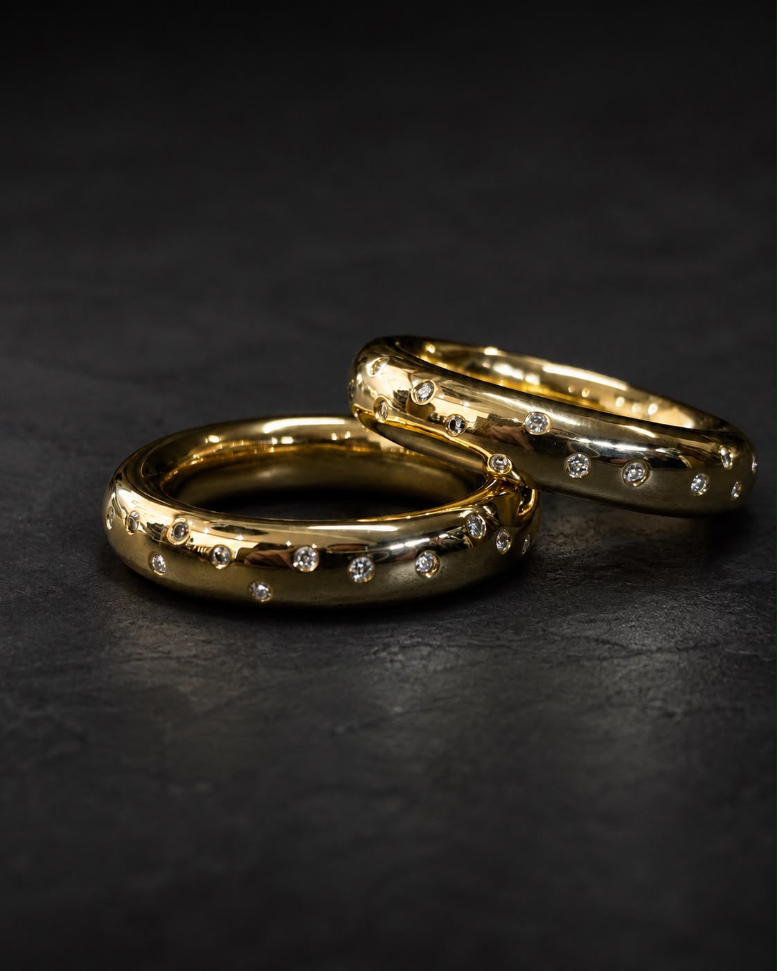 Bespoke yellow gold diamond bands