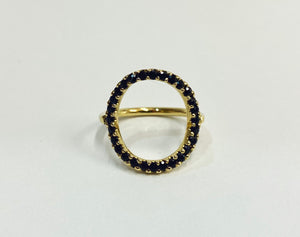 18ct Yellow Gold and Black Sapphire Ring