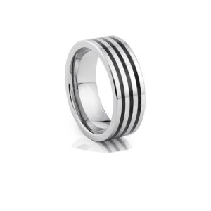 Polished Tungsten Carbide Ring with Black Resin Inlay