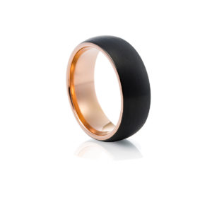 Matte Black Plated Tungsten Carbide Ring with Rose Gold Plating