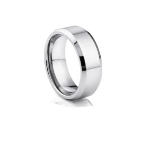 Polished Silver Finish Tungsten Carbide Ring