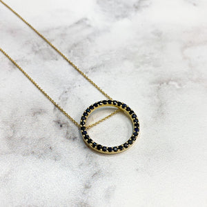 Yellow Gold and Black Sapphire Pendant